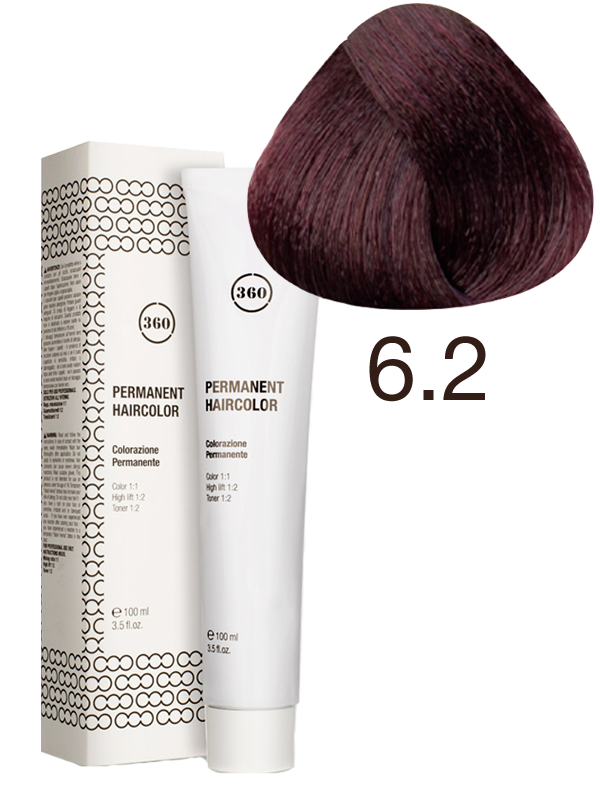 фото Перманентный краситель для волос серии 360 6.2 темно-фиолетовый блондин, 100 мл 