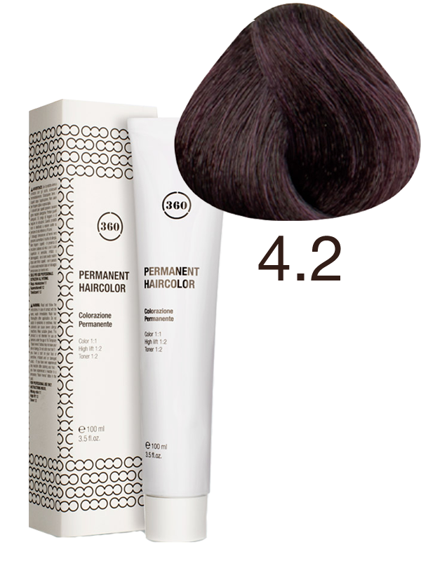 фото Перманентный краситель для волос серии 360 4.2 фиолетовый шатен, 100 мл 