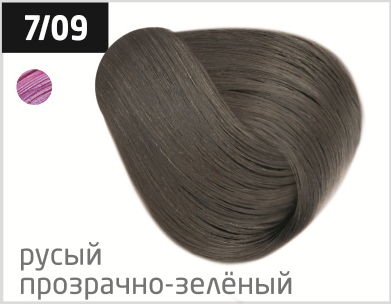фото OLLIN Перманентная крем-краска для волос PERFORMANCE 7/09 русый прозрачно-зеленый, (60 мл), 728455 
