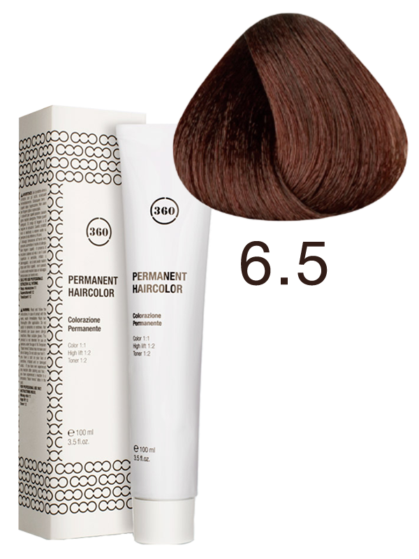фото Перманентный краситель для волос серии 360 6.5 темный махагоновый блондин, 100 мл 