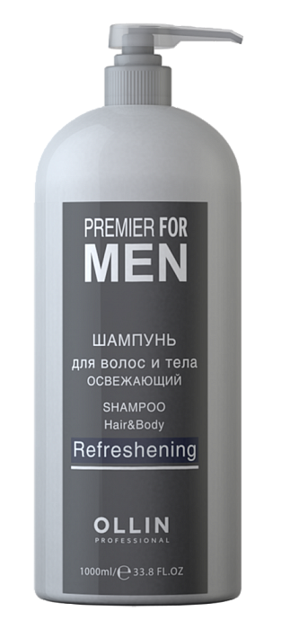 фото OLLIN PREMIER FOR MEN Шампунь для волос и тела освежающий (1000 мл) 729759 