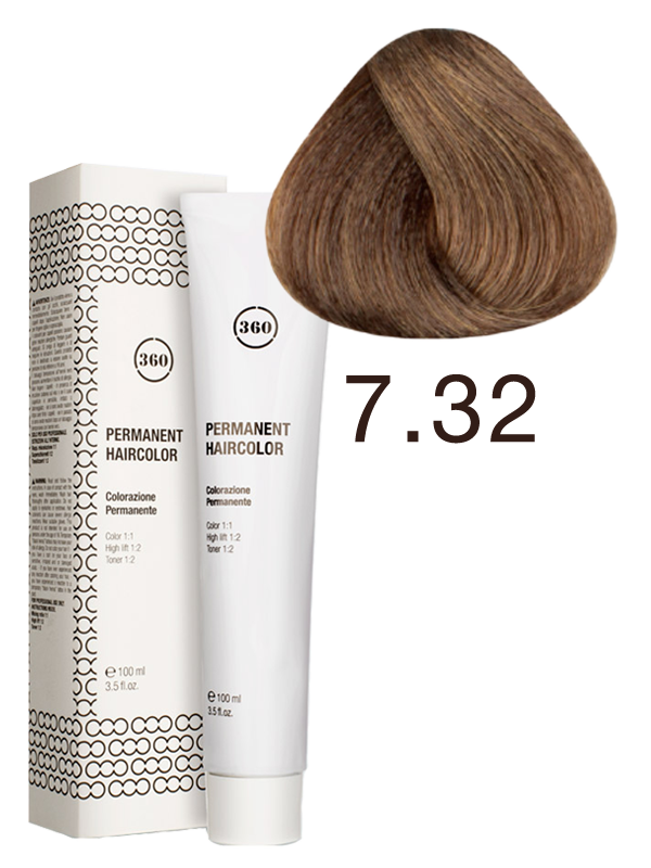 фото Перманентный краситель для волос серии 360 7.32 блондин золотисто-фиолетовый, 100 мл 