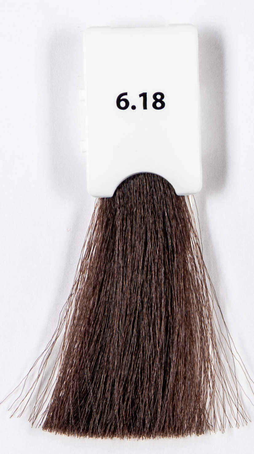 фото Kaaral Крем-краска с гидролизатами шелка "Baco COLOR COLLECTION" B6.18 темный блонд пепельно-коричневый, 100 мл, B 6.18 